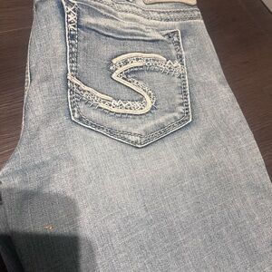 Silver Light Blue Jean capris